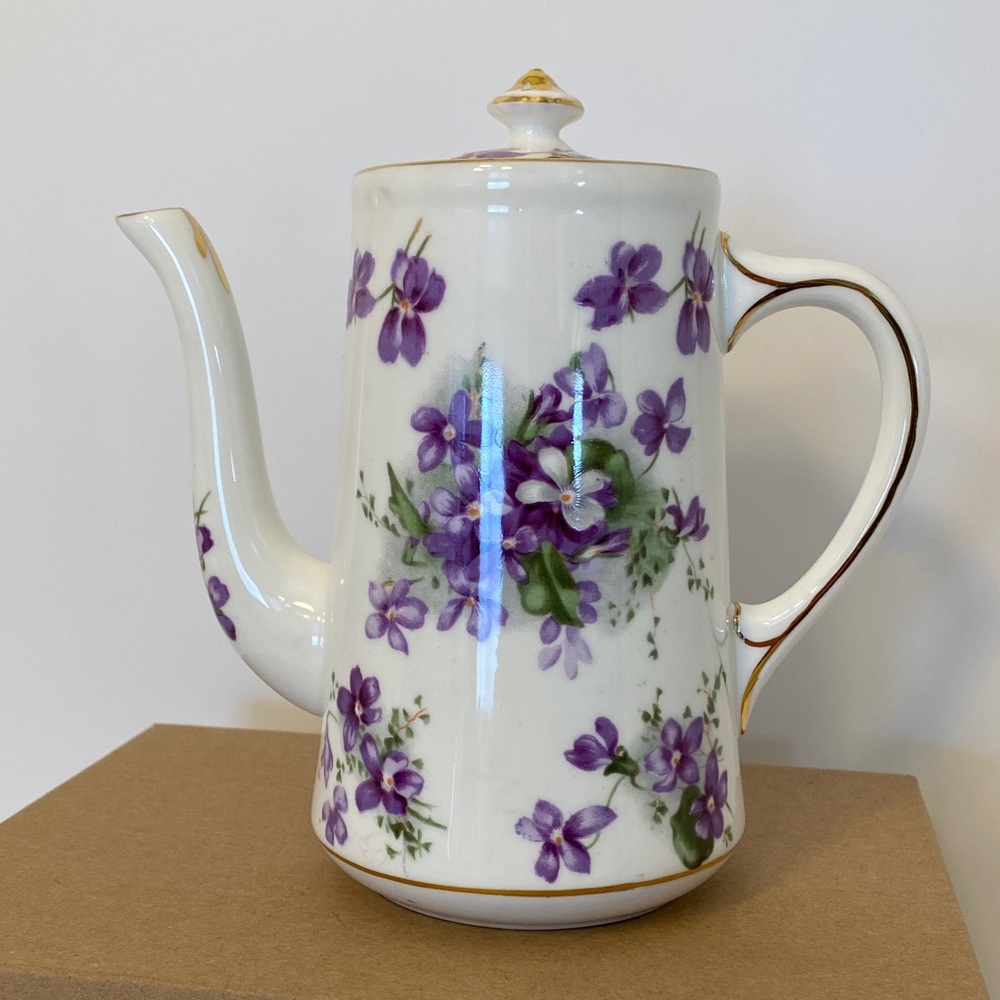 Vtg Hammersley Victorian Violets Coffee Tea Pot England’s Countryside Bone China